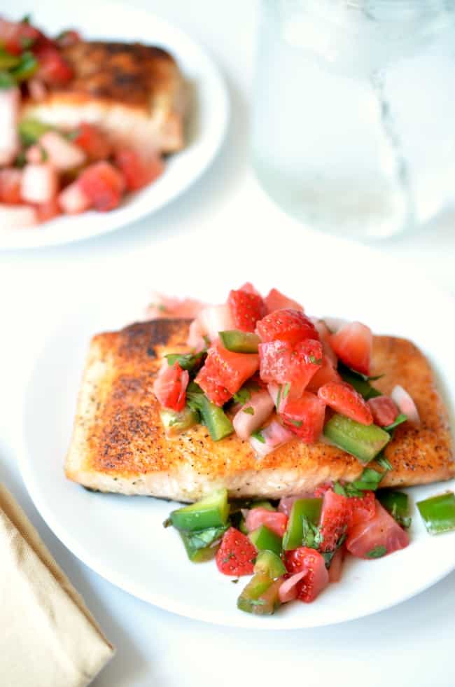 Pan Seared Salmon with Strawberry Salsa