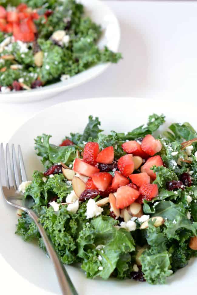 Kale Salad with Strawberries and Almonds