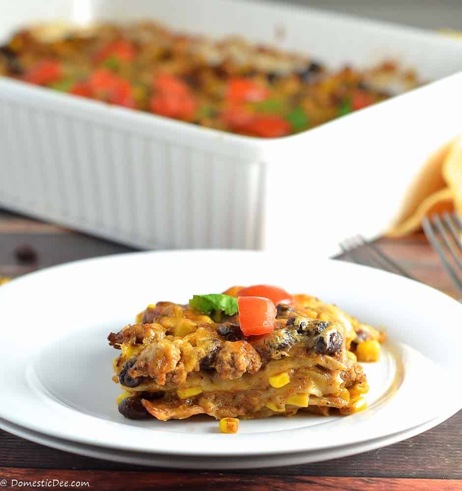 Mexican Tortilla Casserole - This easy, delicious, and flavorful Mexican Tortilla Casserole will have the family running back for seconds and thirds. www.domesticdee.com