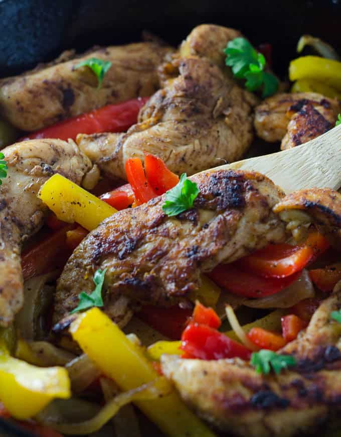 Chicken Fajitas- Who's feeling like chicken tonight? If you are then these easy, delicious and flavorful skillet chicken fajitas are going to fly off the dinner table when prepped for your family! I www.domesticdee.com