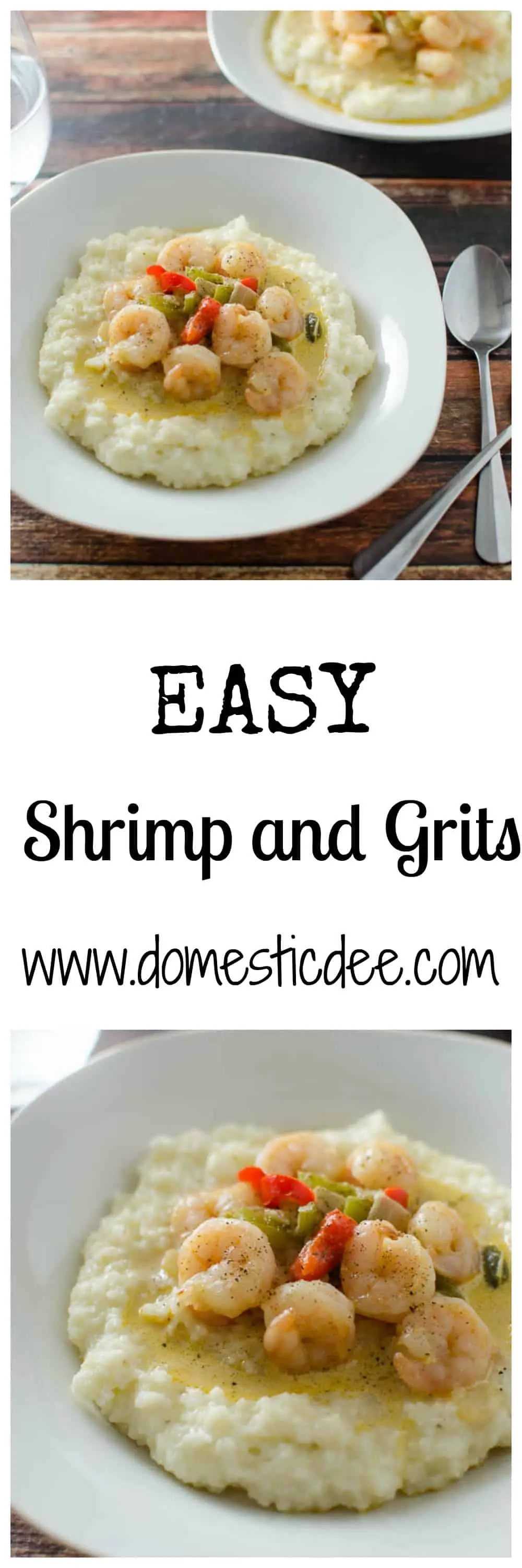Easy shrimp and Grits- Spice up your weeknight menu with this quick and easy shrimp and grits recipe. I www.domesticdee.com