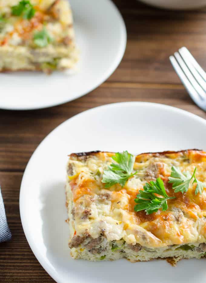 Turkey Sausage and Veggie Egg Bake