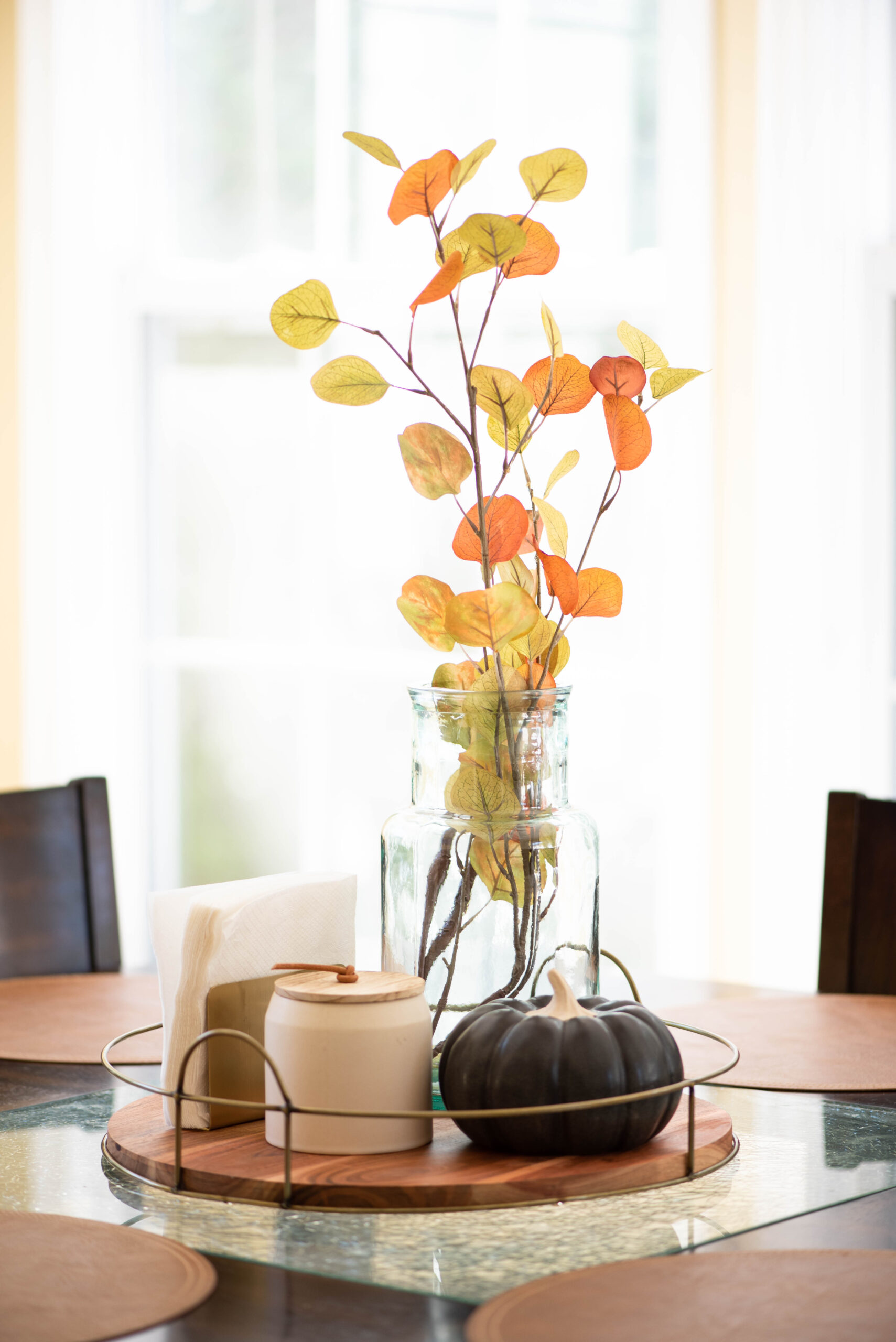 kitchen table with inexpensive fall decor