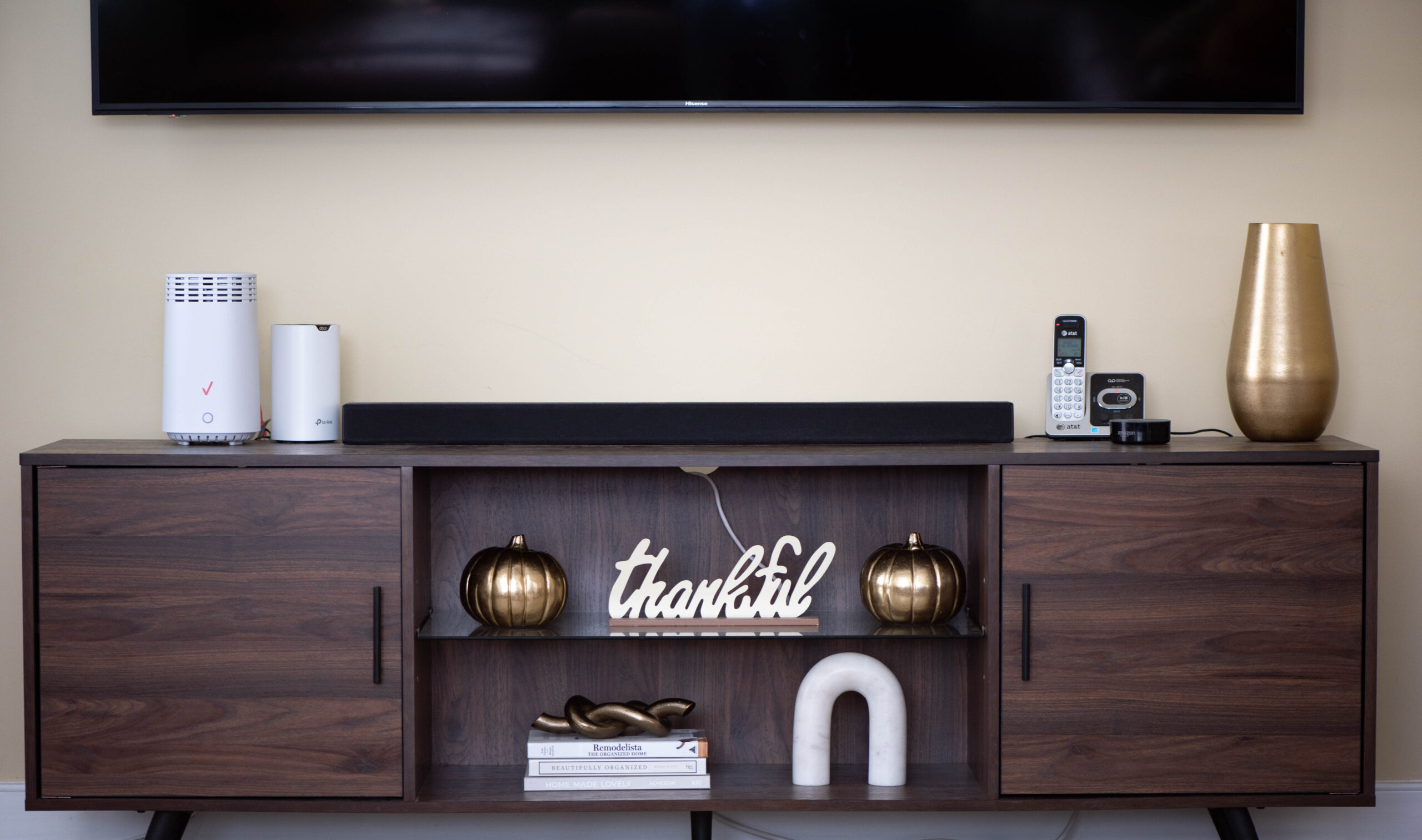 fall decor for tv stand